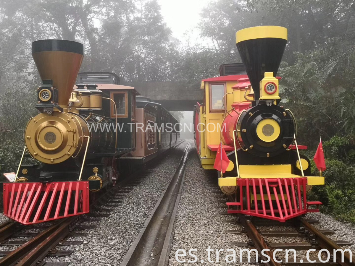 sightseeing train red and yellow colours